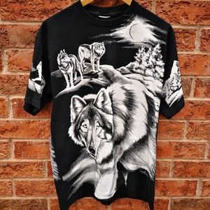 VINTAGE 1994 SINGLE STITCH NANCY BLAUERS WOLF TEE